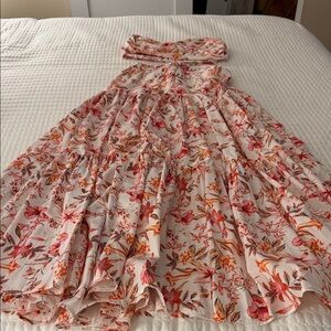 Floral Strapless Dress Set - Pink and Orange